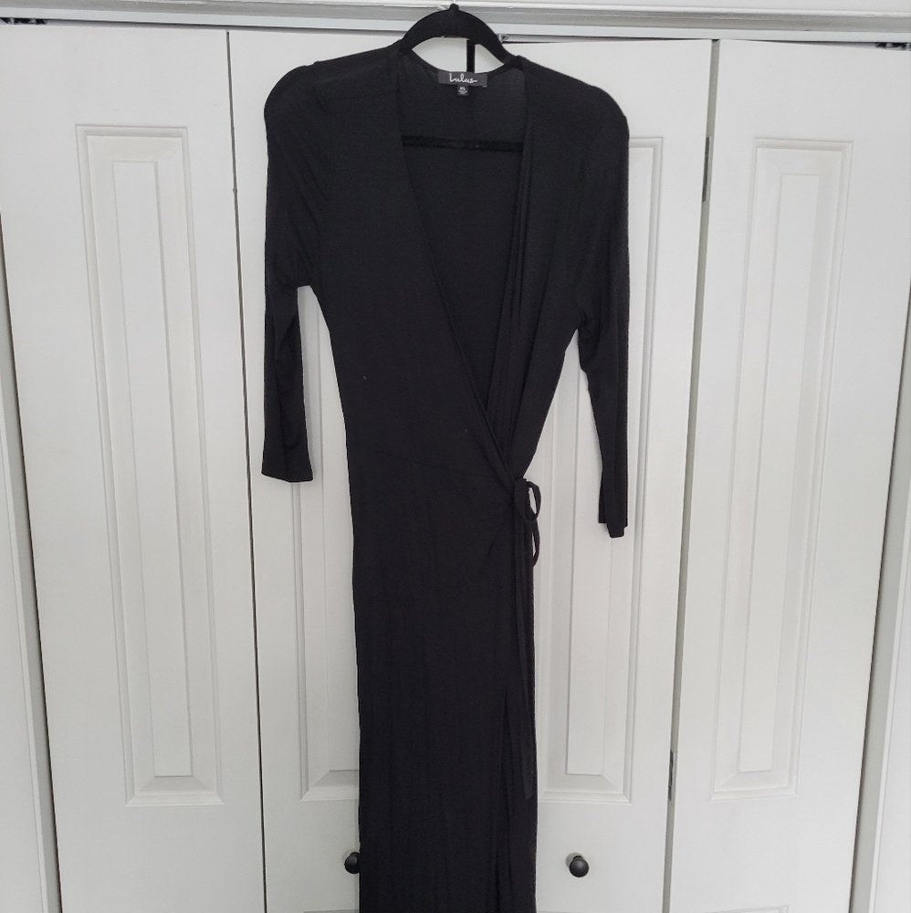 Garden District Black Wrap Maxi Dress